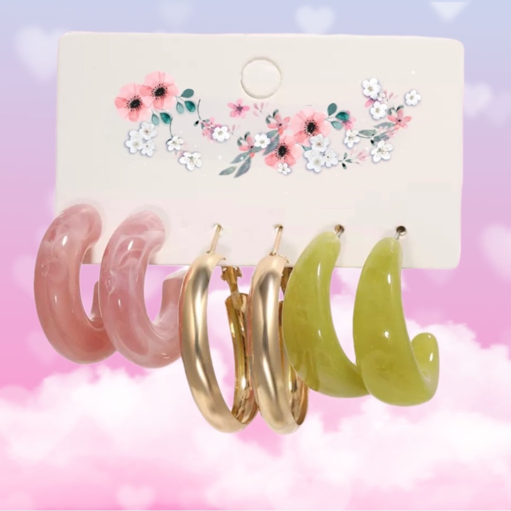 Vintage style Hoop Earrings Set